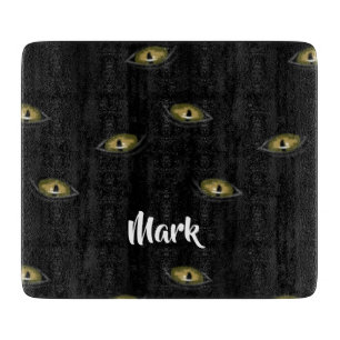 Tabla De Cortar Nombres personalizados ojos de gato en negro