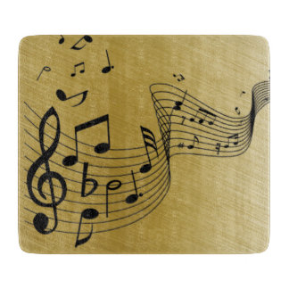Tabla De Cortar Notas de música pinchadas con oro