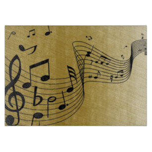 Tabla De Cortar Notas musicales doradas cepilladas