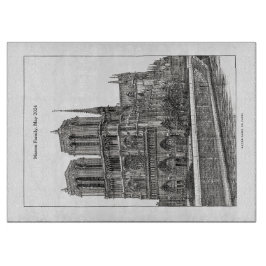 Tabla De Cortar Notre Dame de París en blanco y negro retro