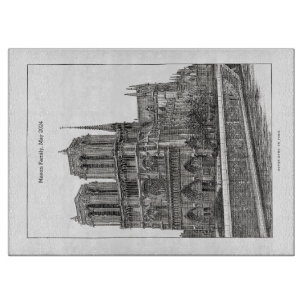 Tabla De Cortar Notre Dame de París en blanco y negro retro