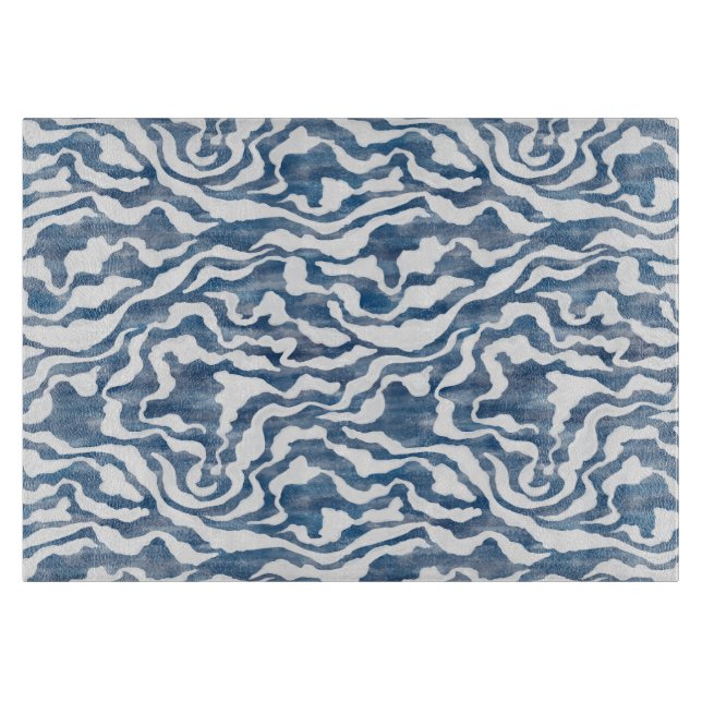 Tabla De Cortar Nubes abstractas en azul y blanco (Anverso)