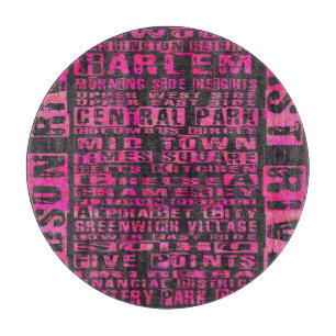Tabla De Cortar NYC Vecindarios Hot Pink