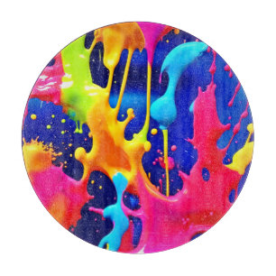 Tabla De Cortar Obra de arte con pintura que gotea colorida