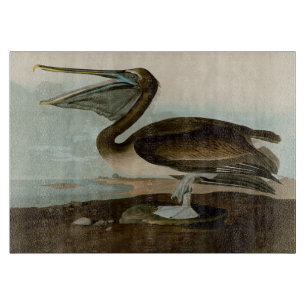 Tabla De Cortar Obra de arte Pintura de pelícano marrón de John Ja