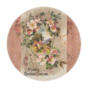 Tabla De Cortar Obra de Vintage Happy Birday Card