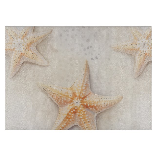 Tabla De Cortar Ocean Cream Peach Beach Starfish (Anverso)