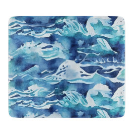 Tabla De Cortar Ocean Waves | Teal Watercolor Aqua Blue