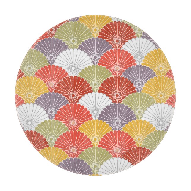Tabla De Cortar Ola floral japonesa: Vintage colorido (Anverso)