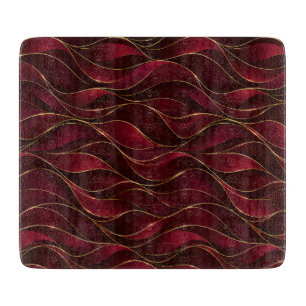 Tabla De Cortar Olas de mármol rojo burgundy elegantes con acento