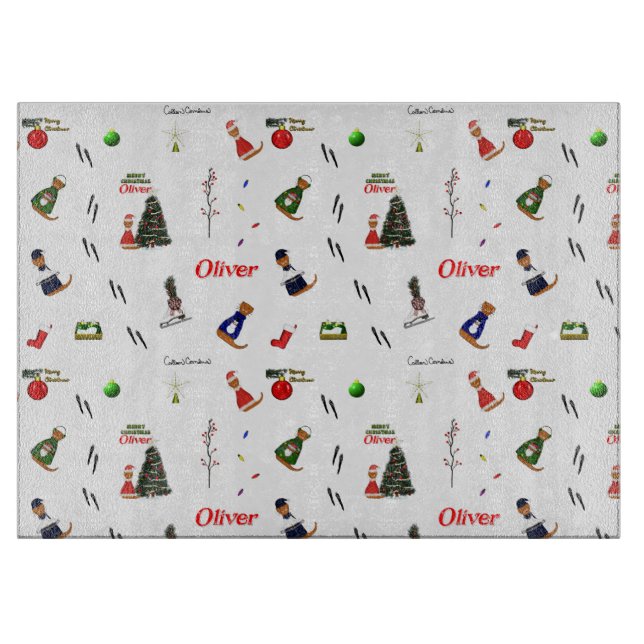 Tabla De Cortar Oliver El Patrón Aleatorio De Navidades Otter (Anverso)