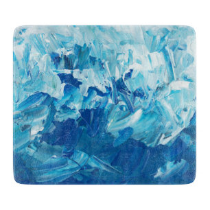 Tabla De Cortar Ondas de pintura azul abstractas