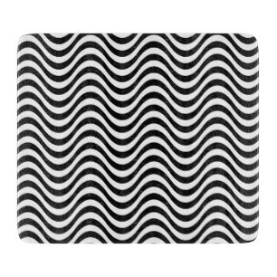 Tabla De Cortar Ondas negras y blancas
