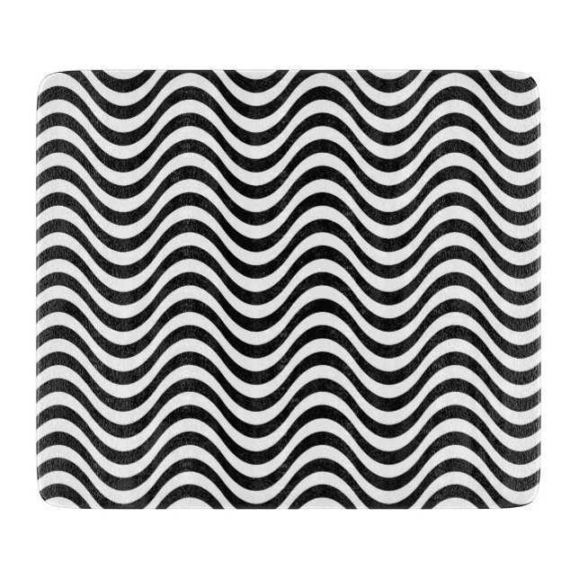 Tabla De Cortar Ondas negras y blancas (Anverso)