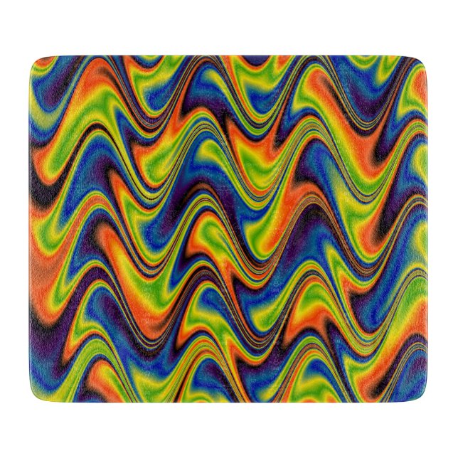 Tabla De Cortar Ondulado Multicolor Abstracto (Anverso)