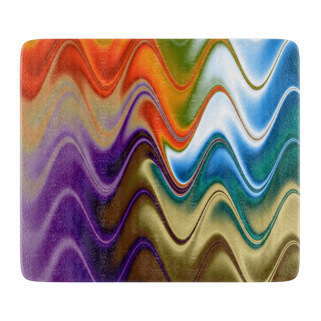 Tabla De Cortar Ondulado Multicolor Abstracto (Anverso)