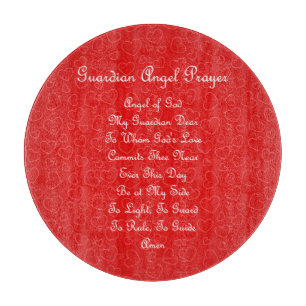 Tabla De Cortar Oración del Ángel de la Guarda Corazones Rojos