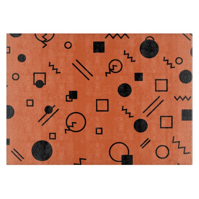Tabla De Cortar Orange, fun, trendy, geometric Memphis graphic (Anverso)