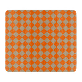 Tabla De Cortar Orange Taupe Checker Diamond Pattern