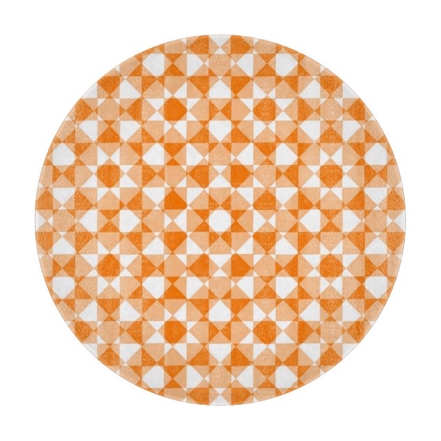 Tabla De Cortar Orange White Checker Diamond Plaid Pattern (Anverso)