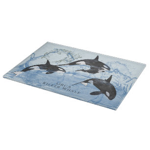 Tabla De Cortar Orcas de color blanco y negro increíbles