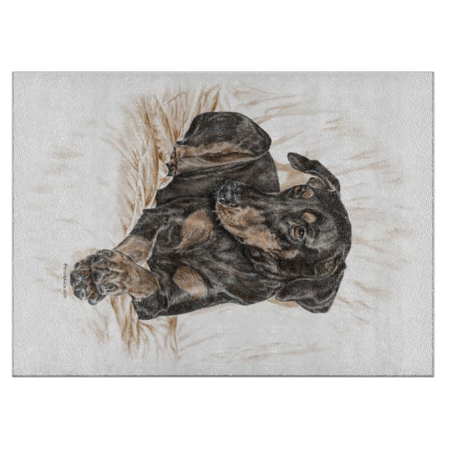 Tabla De Cortar Orejas naturales del perro Doberman (Anverso)