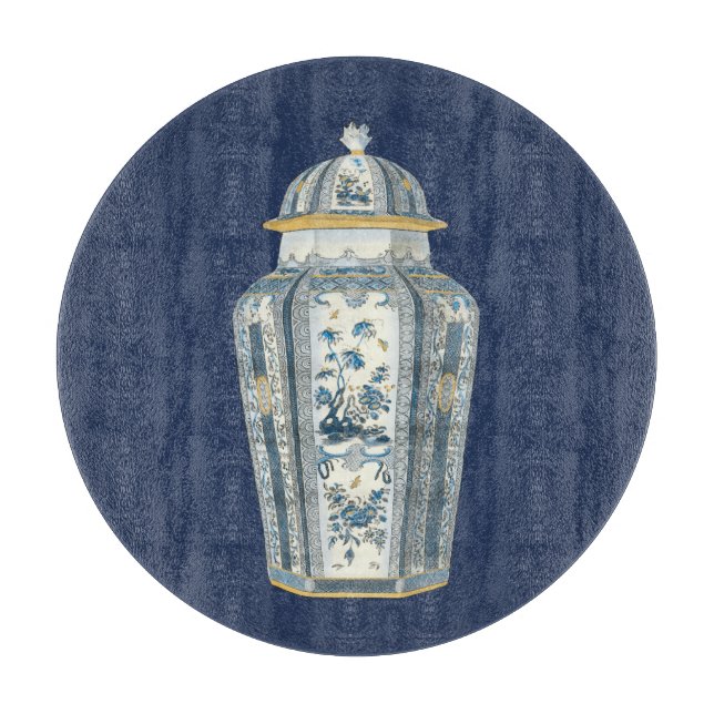 Tabla De Cortar Orgullo asiático decorativo en azul y blanco (Anverso)