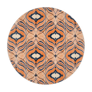 Tabla De Cortar Oriental Seamless: Ornamento Naranja negro