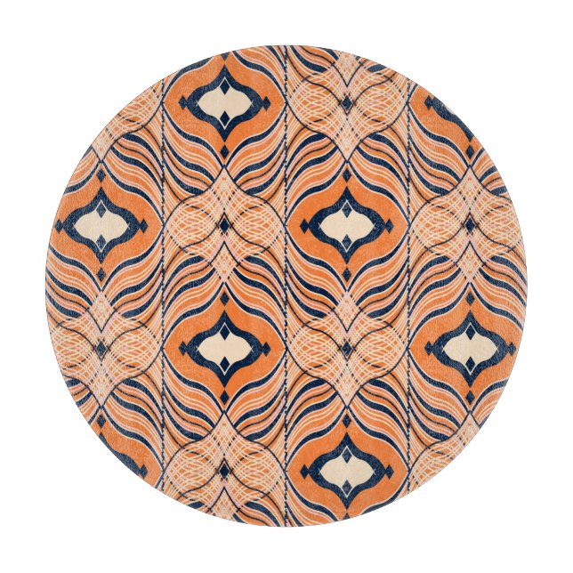 Tabla De Cortar Oriental Seamless: Ornamento Naranja negro (Anverso)