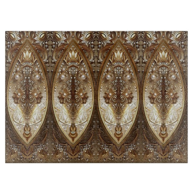 Tabla de cortar ornamentada dorada (Anverso)