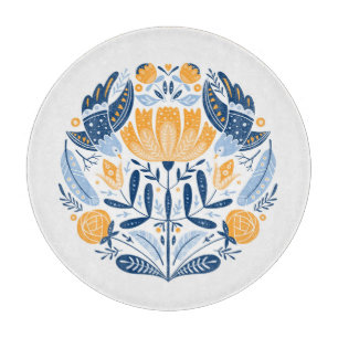 Tabla De Cortar Ornamento floral de arte folclórico escandinavo