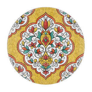Tabla De Cortar Ornamento floral: Motivos indios turcos.