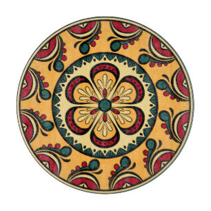 Tabla De Cortar Ornamentos circulares, coloridos y sin costuras.