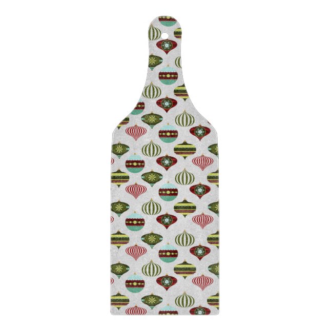 Tabla De Cortar Ornamentos retros blancos del árbol de navidad (Anverso)