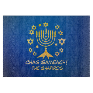 Tabla De Cortar Oro - Menorah Chag Sameach Glass