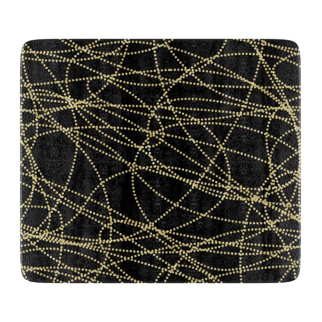 Tabla De Cortar Oro Negro Glitzy Abstracto (Anverso)