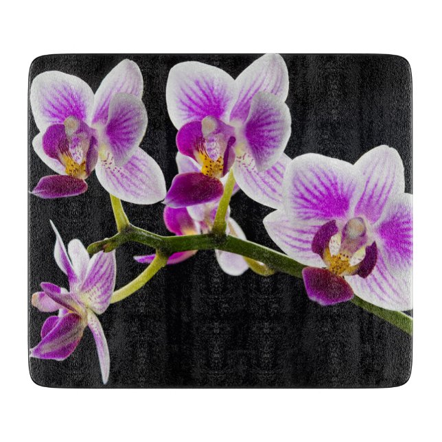 Tabla De Cortar Orquídea blanca y púrpura (Anverso)