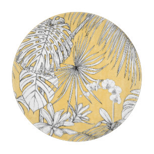 Tabla De Cortar Orquídeas Tropicales: Patrón de Vintage de Grabaci