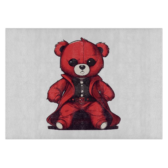 Tabla De Cortar Osito de peluche rojo lindo (Anverso)
