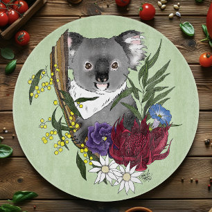 Tabla De Cortar Oso Koala Adorable Verde Flora Vida Silvestre Aust