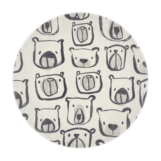 Tabla De Cortar Oso lindo, patrón sin costuras dibujado a mano. (Anverso)