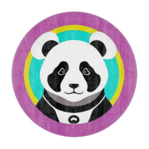 Tabla De Cortar Oso panda de dibujos animados sonriendo en un círc