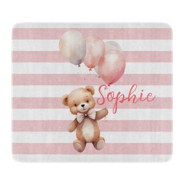 Tabla De Cortar Oso pequeño lindo en rosa (Anverso)