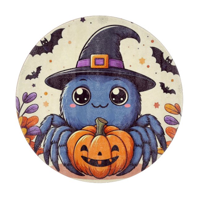 Tabla De Cortar Otoño/araña/bruja/halloween (Anverso)