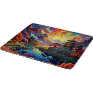 Tabla De Cortar Pagoda y paisaje colorido