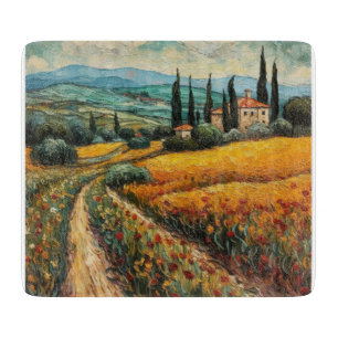 Tabla De Cortar Paisaje campestre de flores silvestres de la Tosca