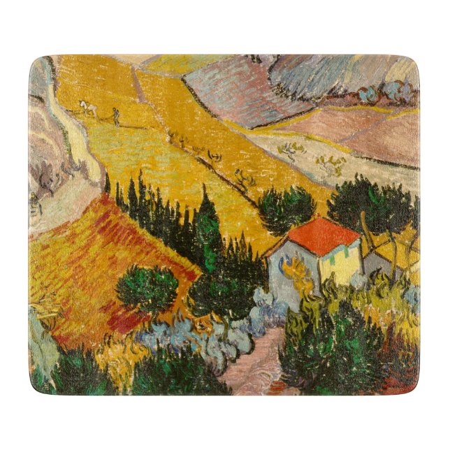 Tabla De Cortar Paisaje con House y PloughmaVincent van Gogh (Anverso)