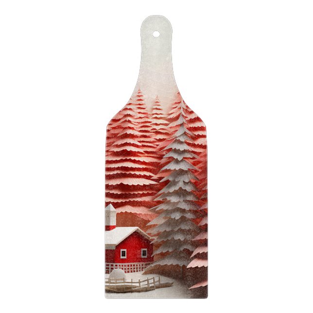 Tabla De Cortar Paisaje de invierno escandinavo en 3D (Anverso)