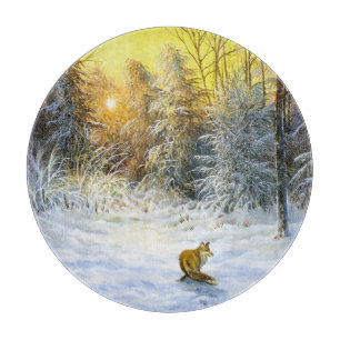 Tabla De Cortar Paisaje de invierno Fox Sunset.