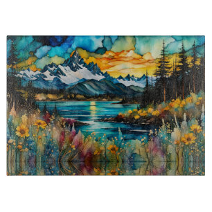 Tabla De Cortar Paisaje de los ríos montañosos y los silvestres